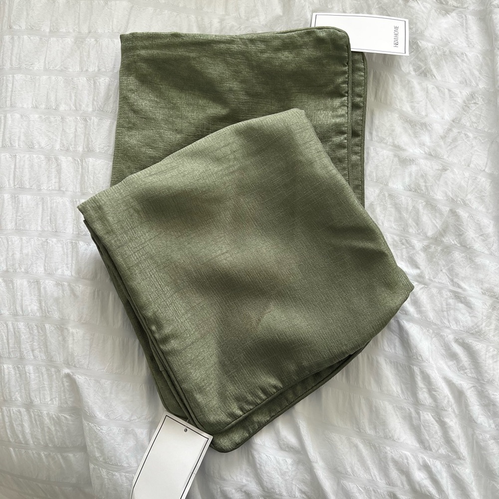 NWT sage green faux satin pillow covers set of 2